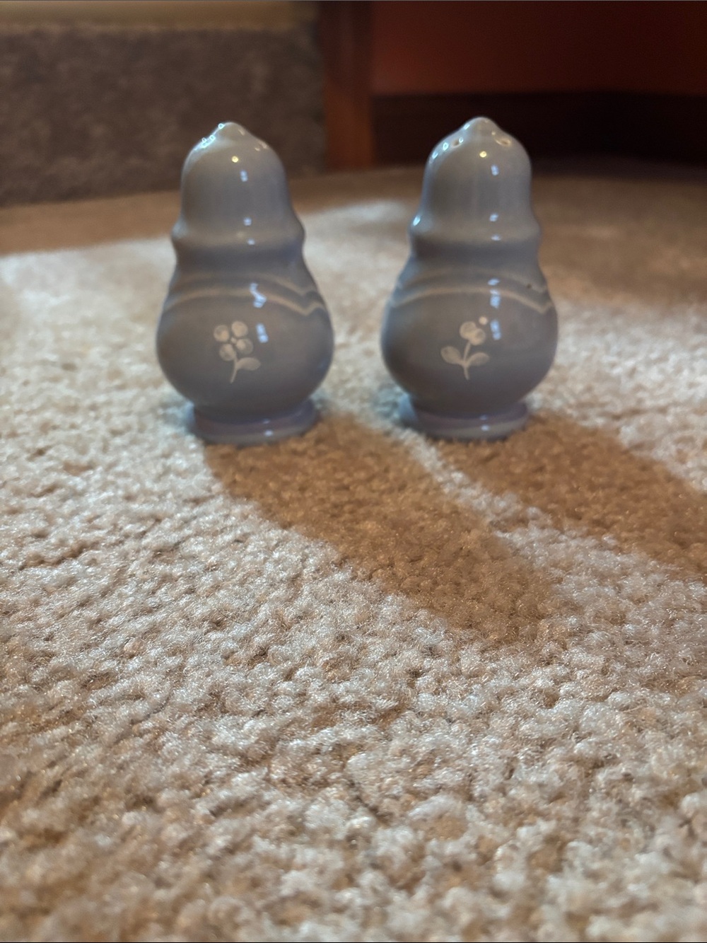 Pfaltzgraff Blue Ceramic Floral Salt & Pepper Shakers